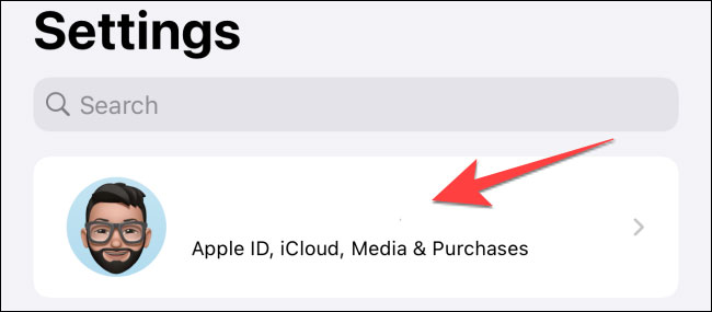 Nhấn vào tài khoản Apple của bạn