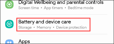Click on “Battery and Device Care”