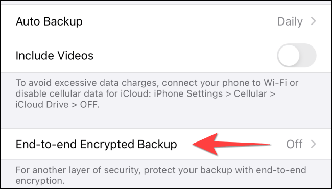 Click on “End-to-End Encrypted Backup”