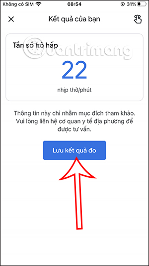Lưu kết quả đo nhịp thở trên Google Fit