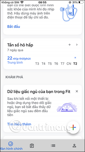 Theo dõi kết quả đo nhịp thở