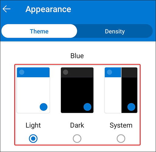 Choose dark background for Outlook phone