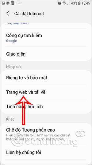 Chỉnh thư mục tải xuống Samsung Internet