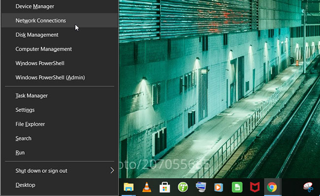 Mở công cụ Windows Network Connections bằng menu Quick Access