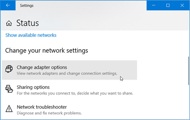 Mở công cụ Windows Network Connections bằng biểu tượng WiFi