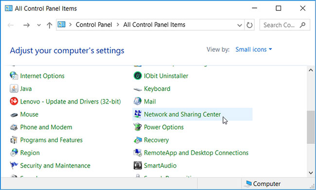 Mở công cụ Windows Network Connections bằng Control Panel