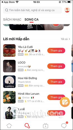 Danh sách bài hát trên Wesing