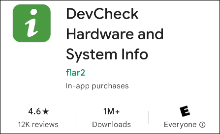 Download DevCheck from Google Play Store 