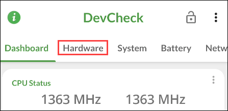 Switch to tabs "Hardware"