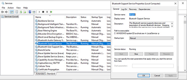 Service Bluetooth trong Windows 10