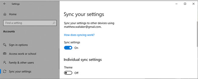 Cài đặt Sync settings trong Windows 10