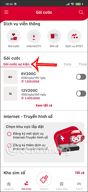 Gói ưu đãi Viettel