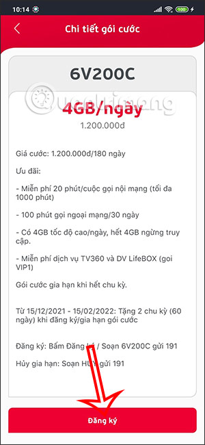 Đăng ký gói cước Viettel