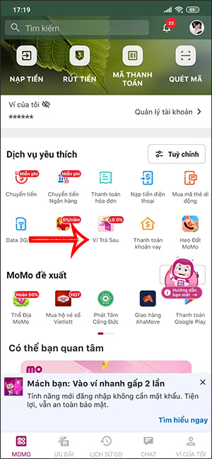 Ví trả sau trên MoMo