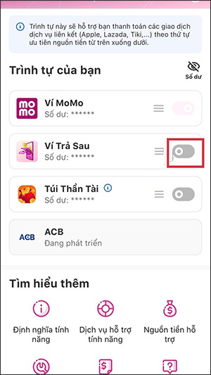 Hủy ví trả sau trên MoMo