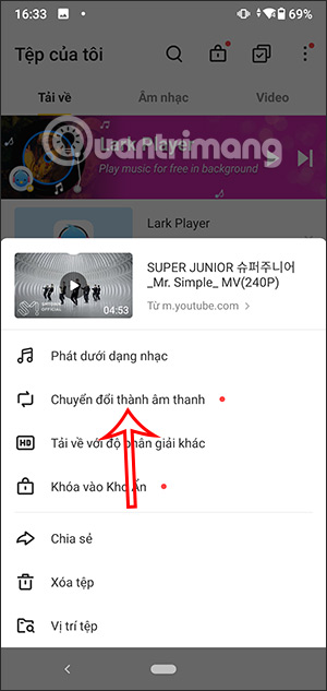 Chuyển video sang âm thanh trên Snaptube