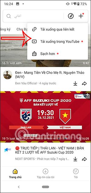 Tùy chọn tải video trên Snaptube