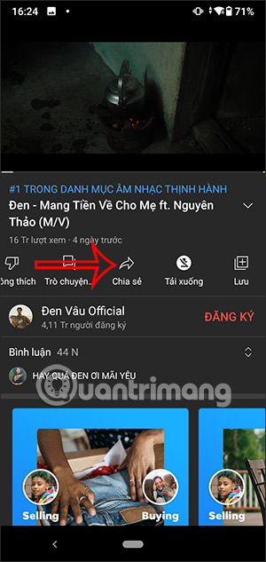 Chia sẻ video YouTube