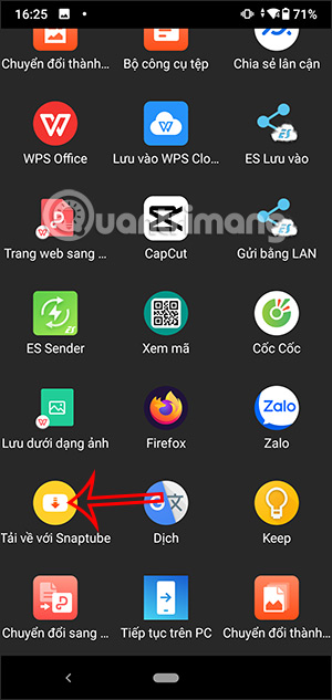 Chia sẻ video YouTube qua Snaptube