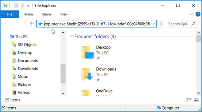 Open the Run dialog box with File Explorer's address bar