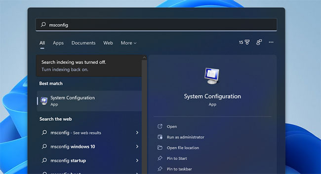 Mở System Configuration trong Windows 11