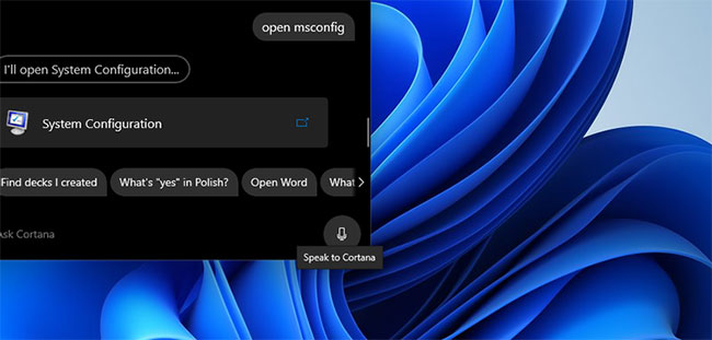 Nói “open MSConfig” để yêu cầu Cortana khởi chạy System Configuration