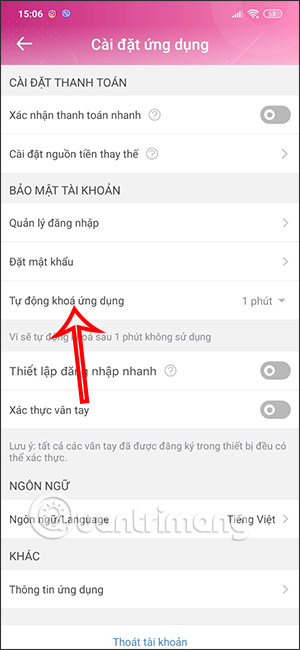 Tự động khóa MoMo