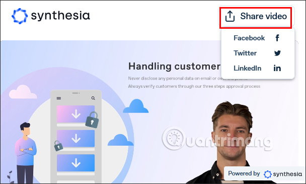 Chia sẻ video AI trên Synthesia