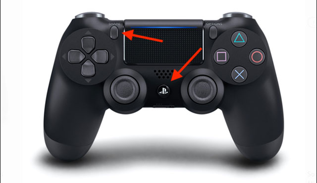 Nhấn giữ nút Share và nút PlayStation