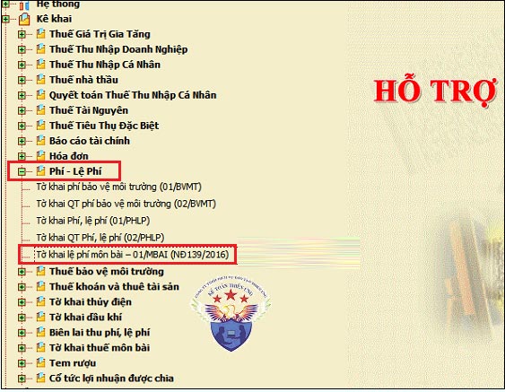 Nộp thuế môn bài trên HTKK