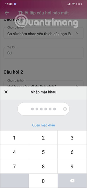 Nhập mật khẩu MoMo