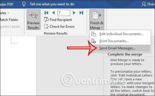 Gửi email trên Word qua Outlook