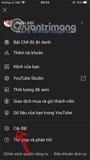 Personal YouTube settings
