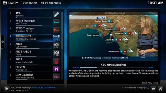 Live TV trên Kodi