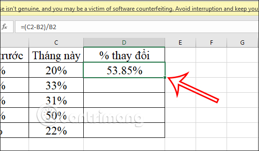 Excel formula drag feature