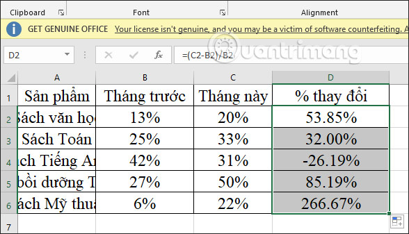 Kéo công thức Excel