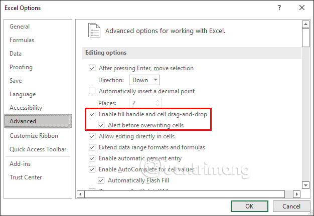 Fix Excel Windows formula drag error