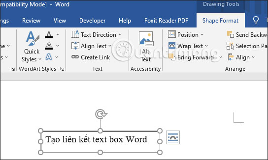 Nhập văn bản text box đầu tiên