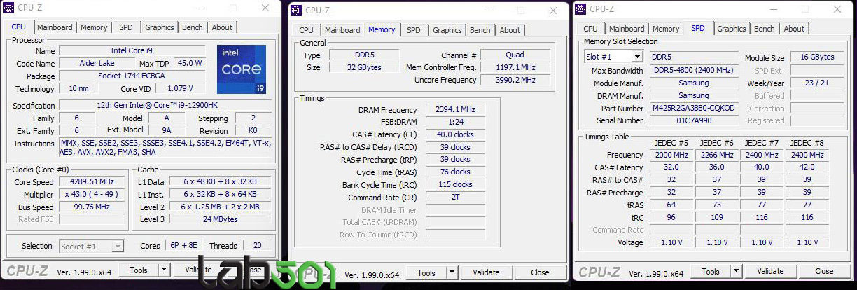 Intel Core i9-12900HK CPU-Z