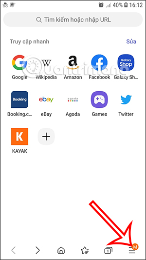 Tùy chỉnh trình duyệt Samsung Internet