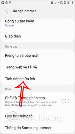 Tính năng hữu ích Samsung Internet
