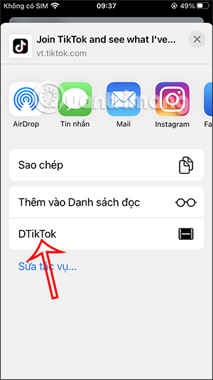 Nhấn chọn phím tắt DTikTok
