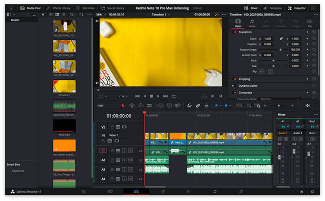 Giao diện người dùng DaVinci Resolve