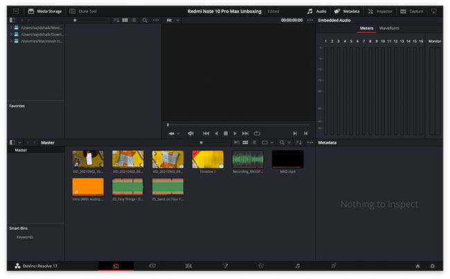 DaVinci Resolve tổ chức nội dung media