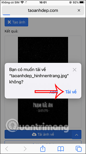 Đồng ý tải ảnh trên Safari