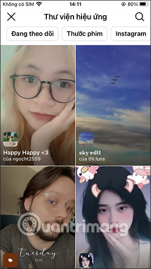 Kho hiệu ứng Instagram