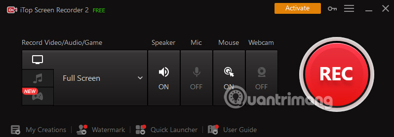 Giao diện iTop Screen Recorder