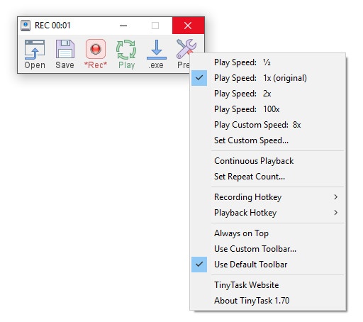 Bạn có thể thực hiện một số tinh chỉnh với TinyTask
