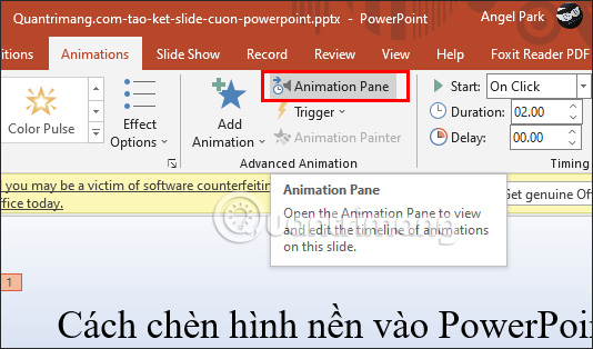 Klicken Sie auf Animationsbereich PowerPoint