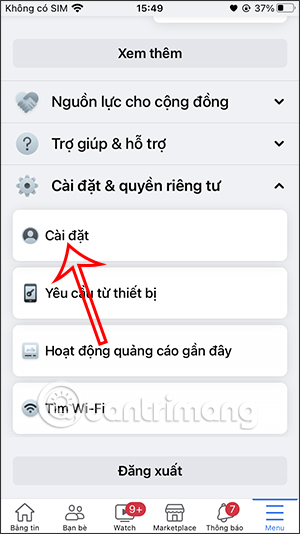 Cài đặt Facebook điện thoại